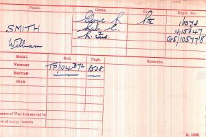 Great War Medal Index Card