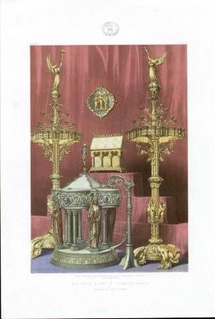 Bronze Font & Candleabra by Bachelet of Paris