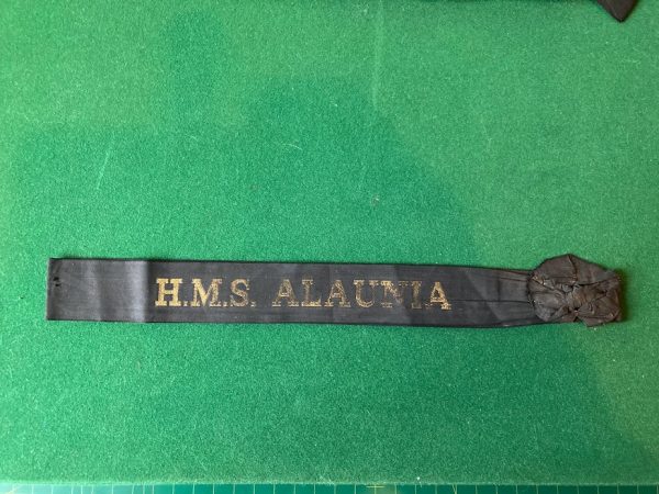 H.M.S. ALAUNIA Cap Tally