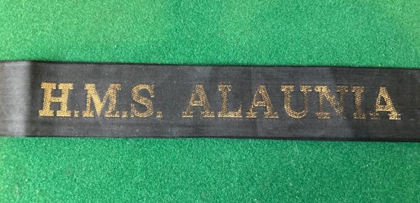 H.M.S. ALAUNIA Cap Tally