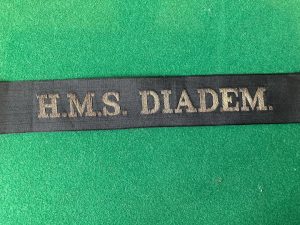 HMS DIADEM cap tally