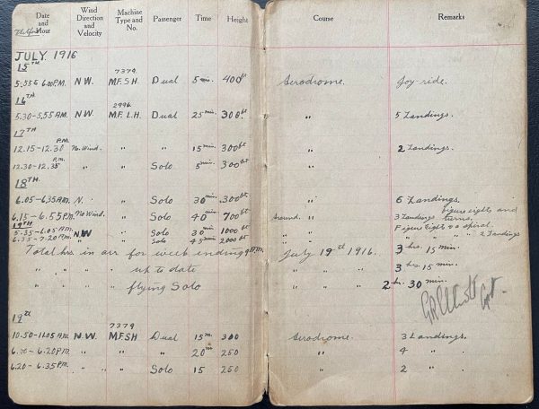 William Drummond Matheson pilots log book