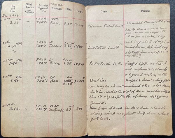 William Drummond Matheson pilots log book