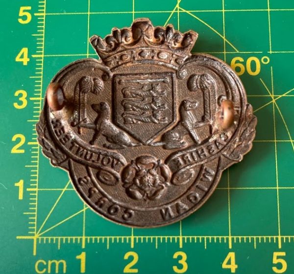 Lancashire Volunteers Wigan Corps bronze cap badge